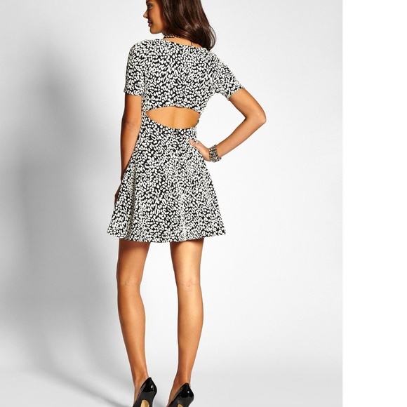 GUESS Half-Sleeve Leopard Fit-and-flare Dress SZ S - Picture 1 of 3